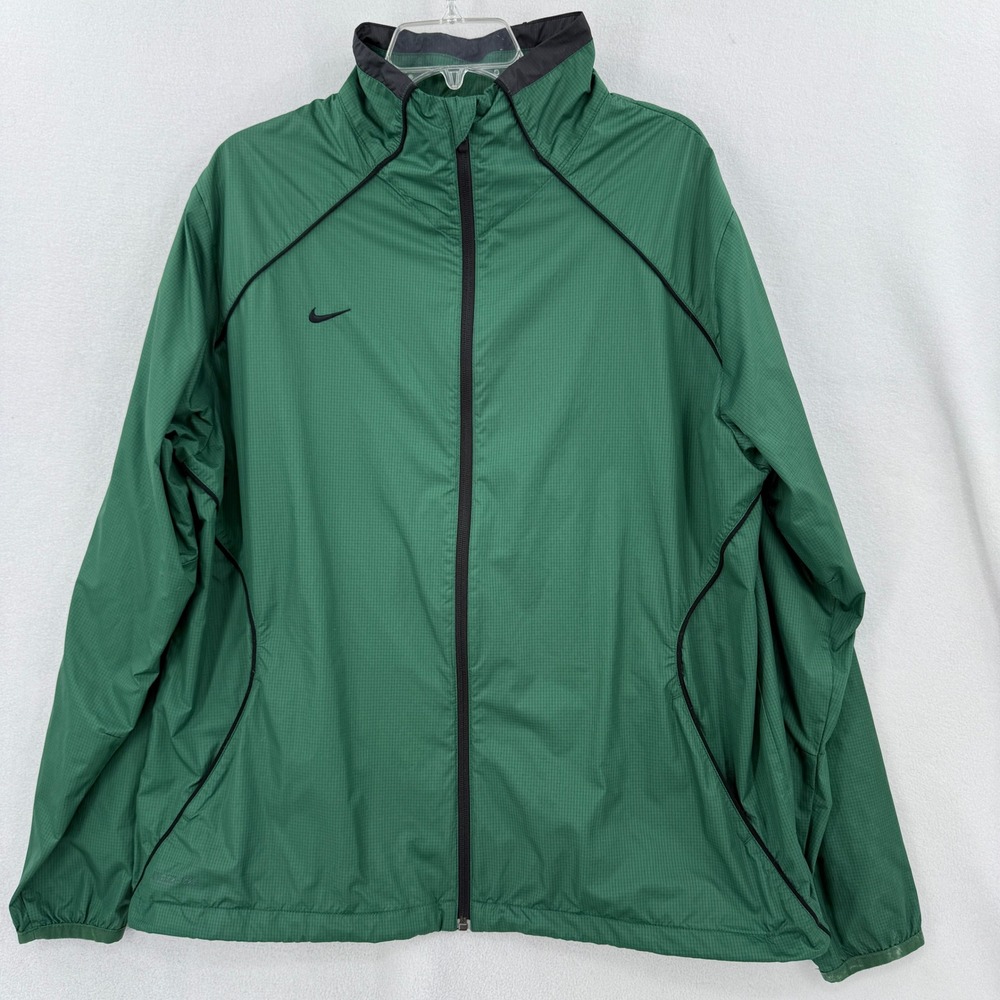 Nike Windbreaker Jacket Women XXL 20-22 Green Storm-FIT Ripstop Full Zip 380196